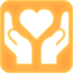 Icon of 2 hands cupping a heart that is floating just above them. This represents charity