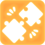 Icon of 2 puzzle pieces on the way to connect with each other, there are 'click' affects around them. This represents engaging