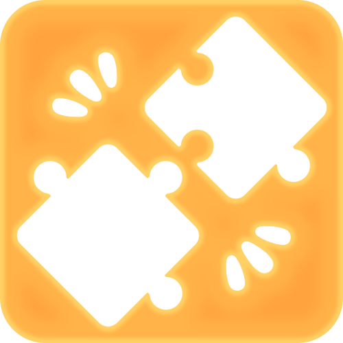 Icon of 2 puzzle pieces on the way to connect with each other, there are 'click' affects around them. This represents engaging