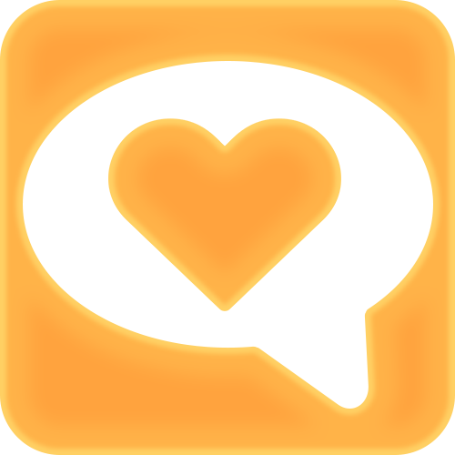 Icon with a speech bubble - circle with a point at the bottom right pointing outwards from the circle, this also has a heart in the middle. This represents engagement