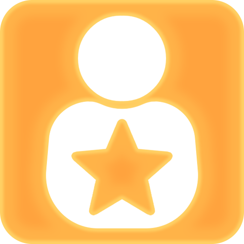 Icon of a person, this being a circle for head at the top centre, with a rounded square for the body and a star within the body. This represents the concept of experience
