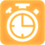 Icon that is the image of a handheld analog stopwatch. This represents the concept of 'quick'
