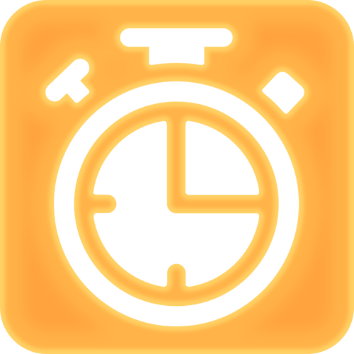 Icon that is the image of a handheld analog stopwatch. This represents the concept of 'quick'